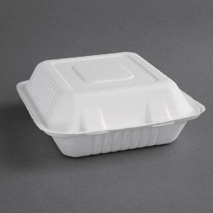 Fiesta Compostable Bagasse Hinged Food Containers 223mm (200 Pack)