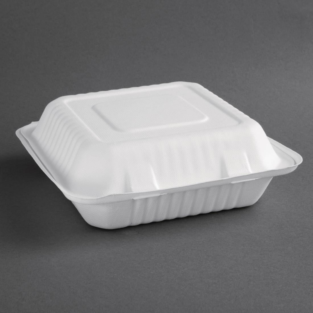 Fiesta Compostable Bagasse Hinged Food Containers 236mm (200 Pack)