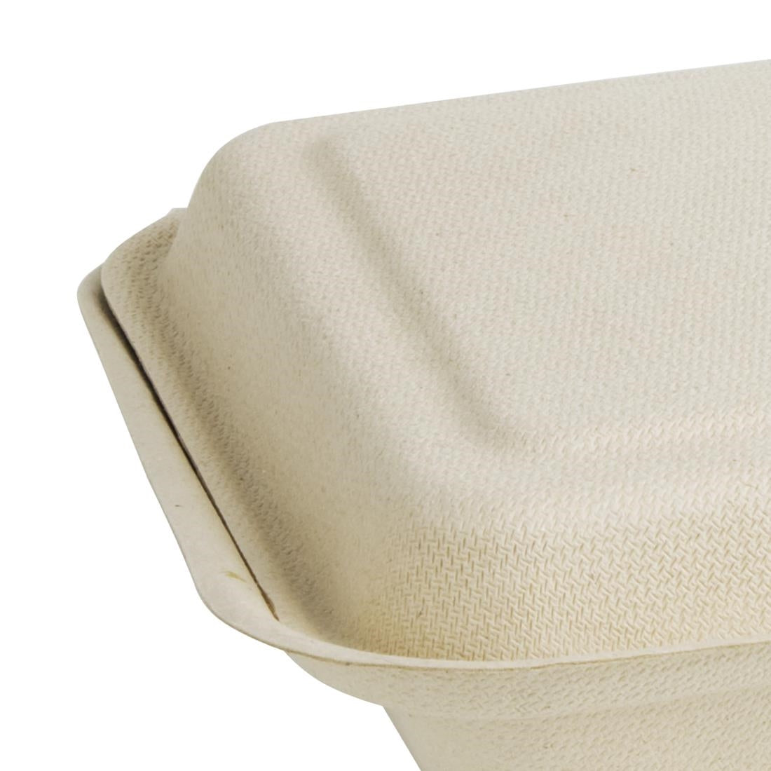 Fiesta Compostable Bagasse Two-Compartment Hinged Food Containers Natural Colour 253mm (200 Pack)