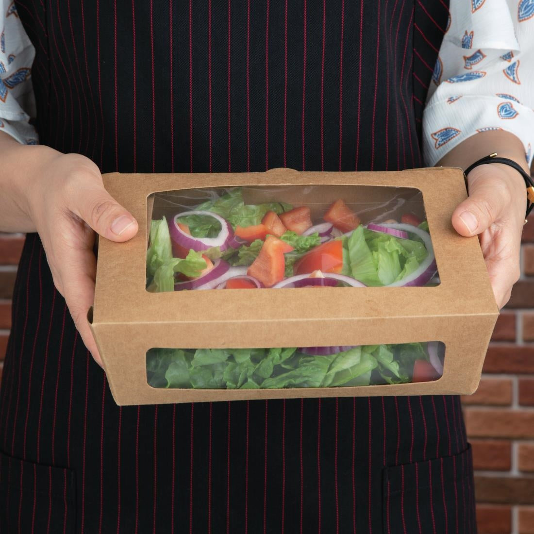 Fiesta Salad Box with PET Window 1600ml (100 Pack)
