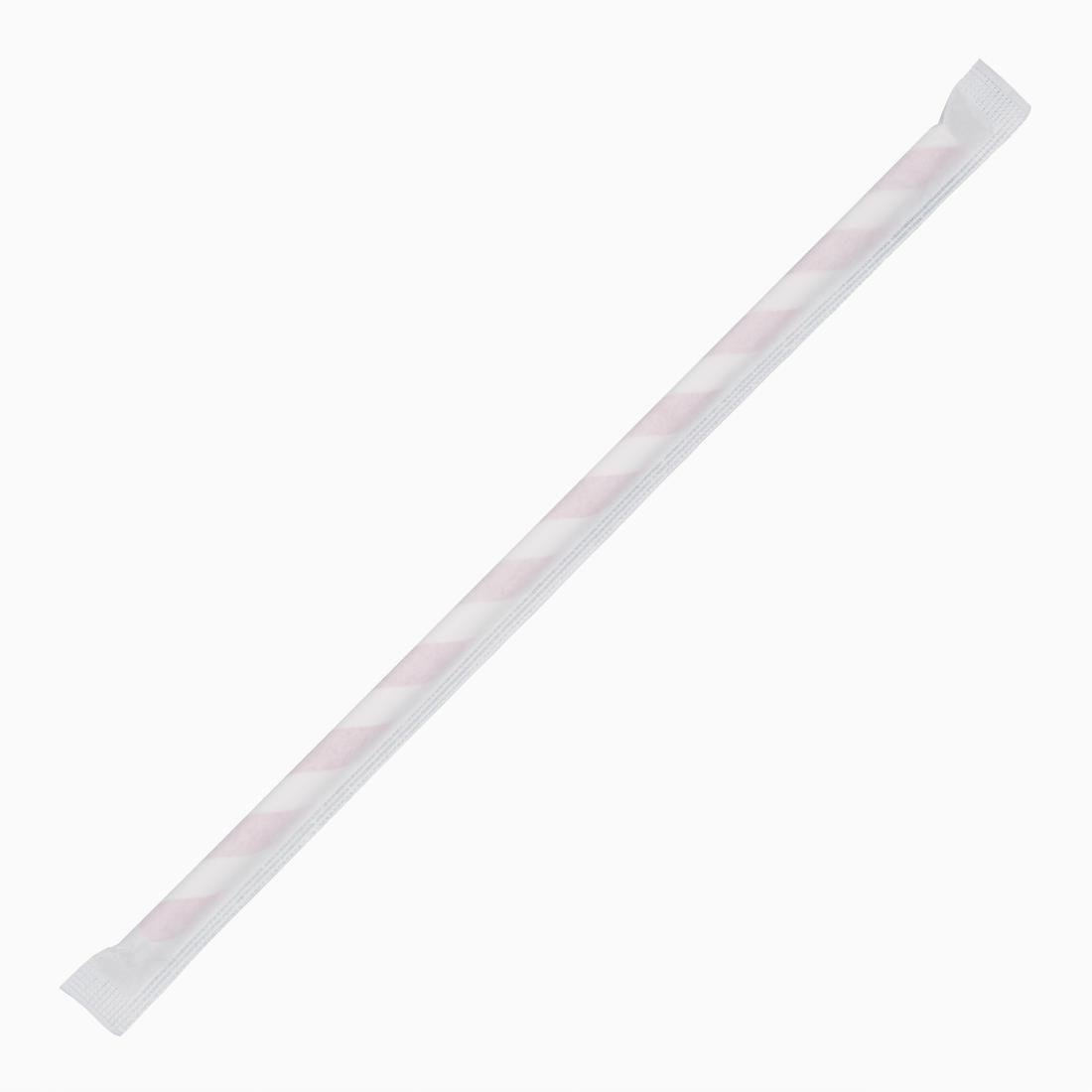Fiesta Compostable Individually Wrapped Paper Straws Red Stripes (250 Pack)