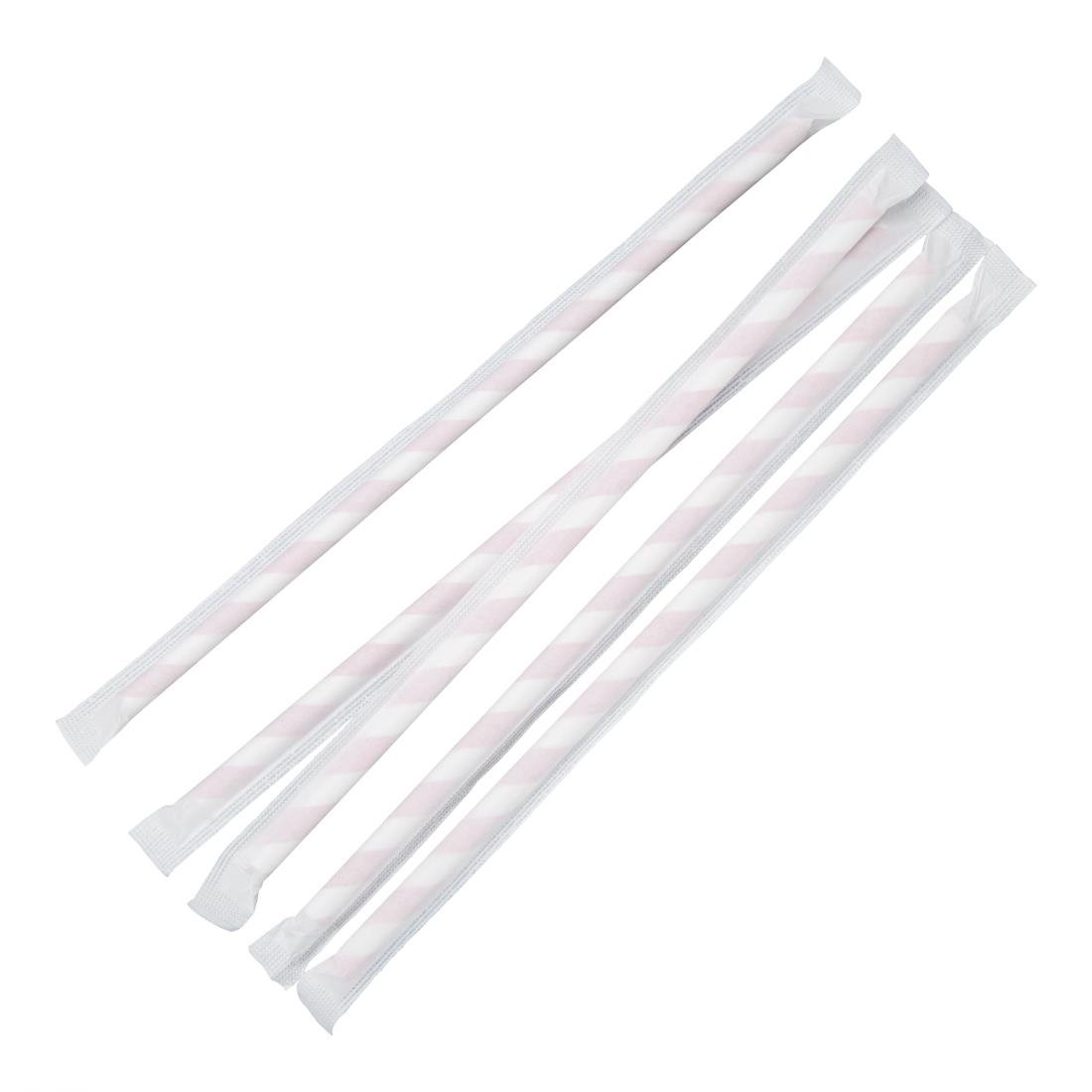 Fiesta Compostable Individually Wrapped Paper Straws Red Stripes (250 Pack)