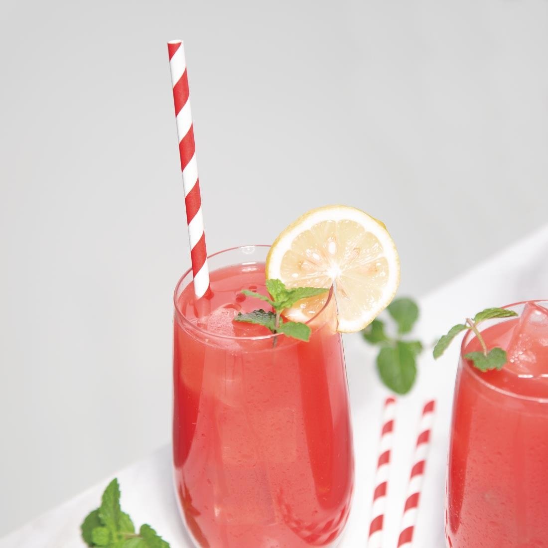 Fiesta Compostable Individually Wrapped Paper Straws Red Stripes (250 Pack)