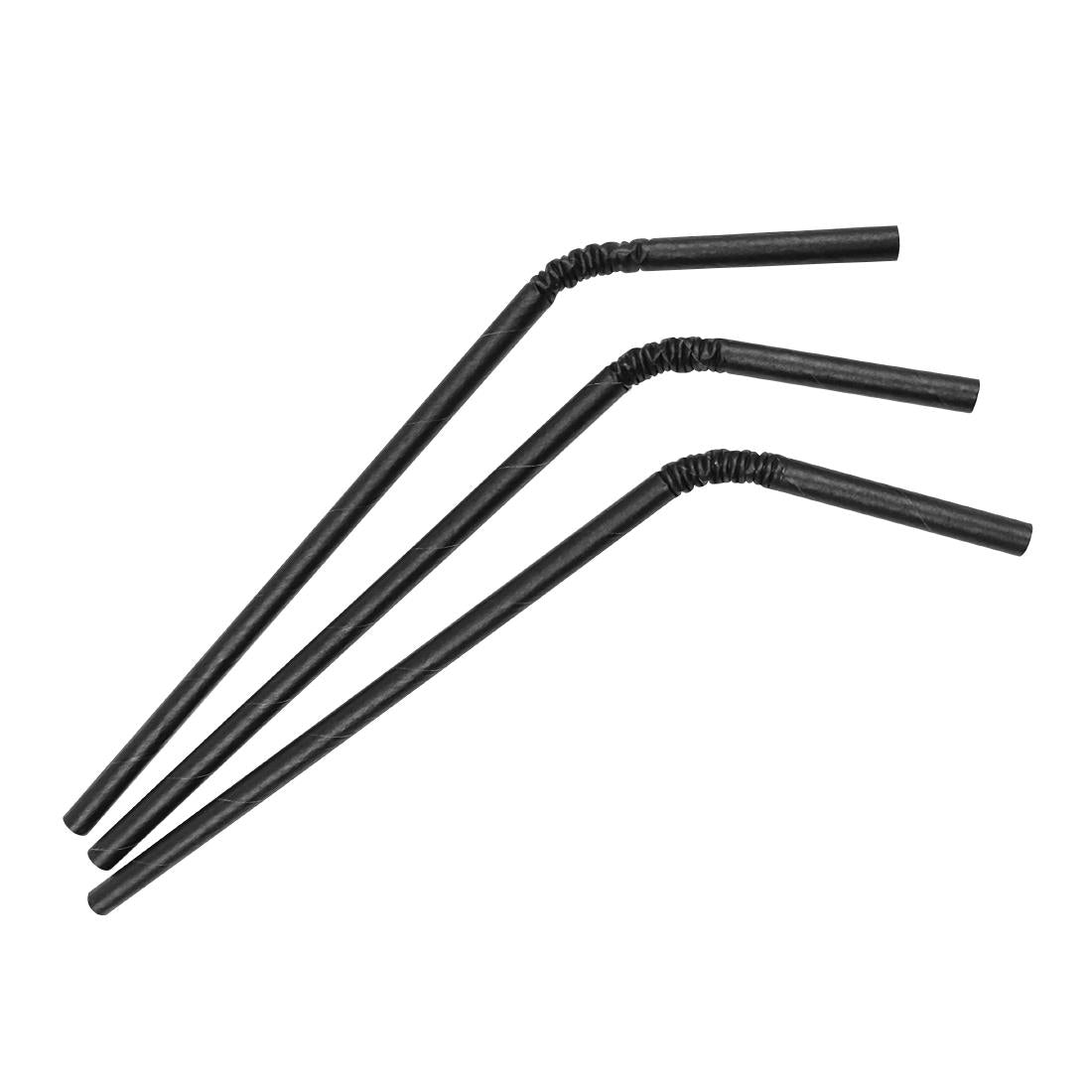 Fiesta Compostable Individually Wrapped Bendy Paper Straws Black (250 Pack)
