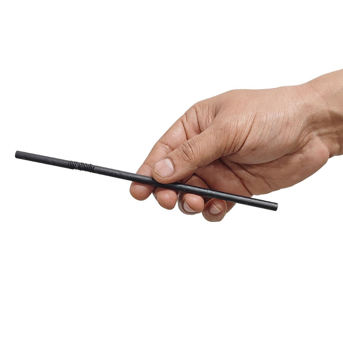 Fiesta Compostable Individually Wrapped Bendy Paper Straws Black (250 Pack)