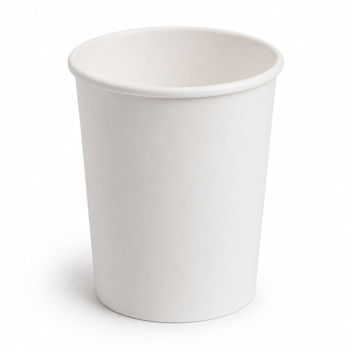 A plain white paper cup.