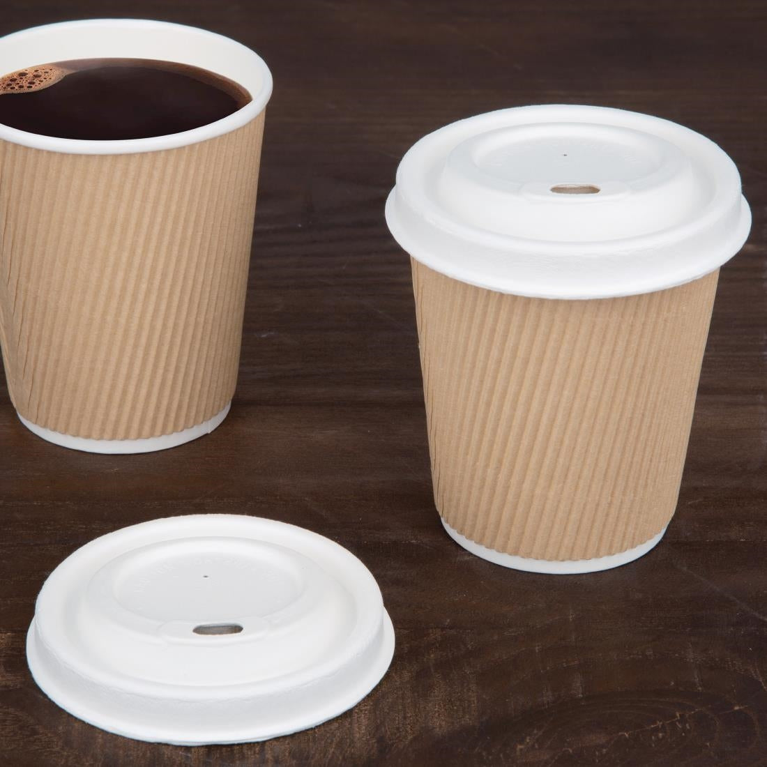 Fiesta Compostable Bagasse Coffee Cup Lids 225ml / 8oz (1000 Pack)