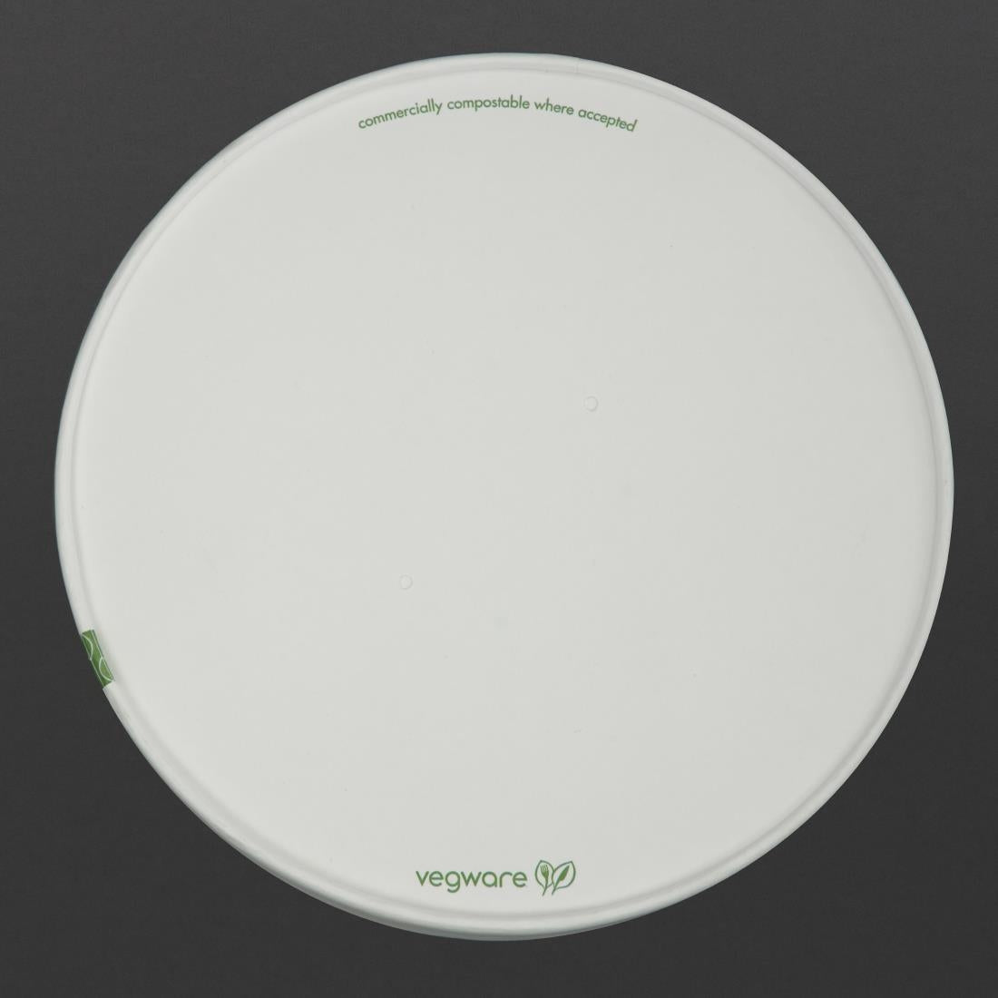 Vegware 185-Series Compostable Bon Appetit Wide PLA-lined Paper Food Bowl Lid (300 Pack)