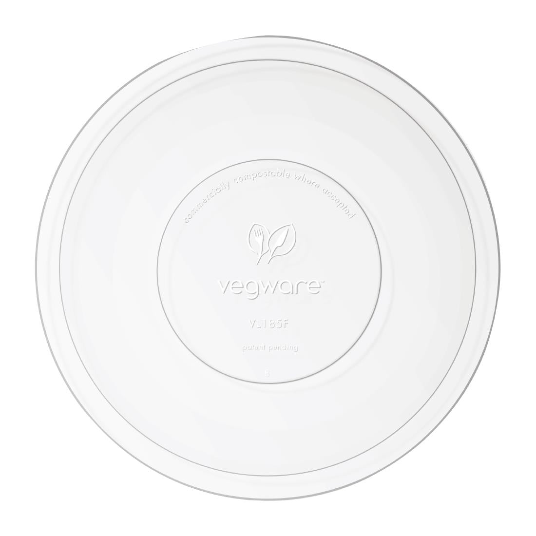 Vegware 185-Series Compostable Bon Appetit Wide Bowl PLA Flat Lid (300 Pack)