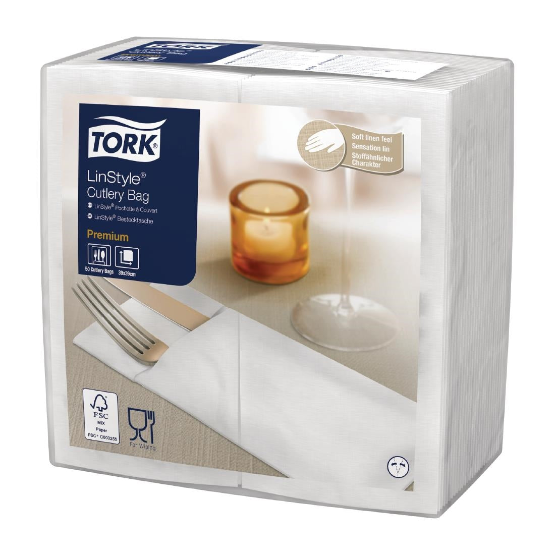 Tork Premium LinStyle Cutlery Napkins White (12 x 50 pack)