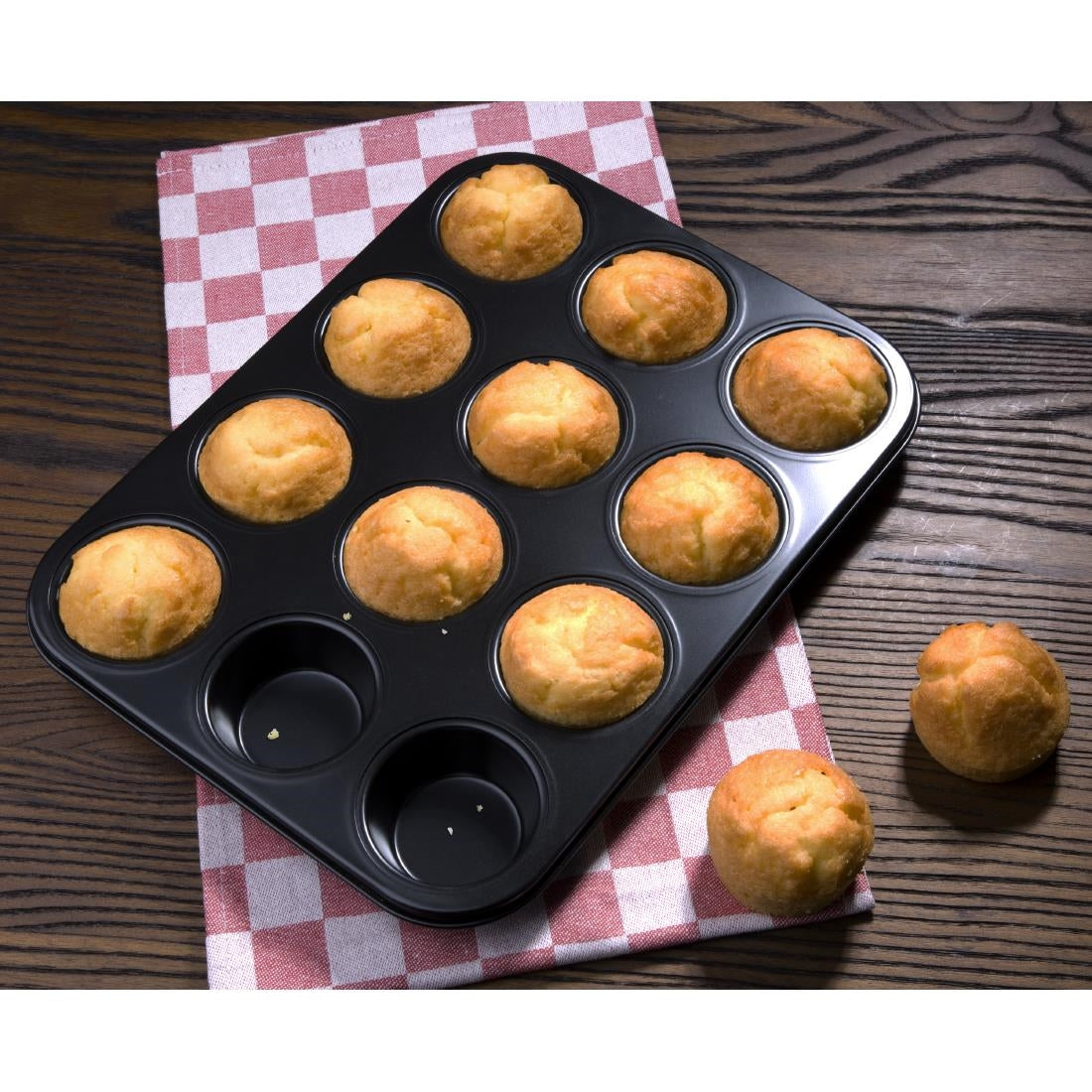 Vogue Carbon Steel Non-Stick Muffin Tray 12 Cup