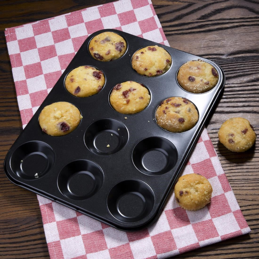 Vogue Carbon Steel Non-Stick Mini Muffin Tray 12 Cup