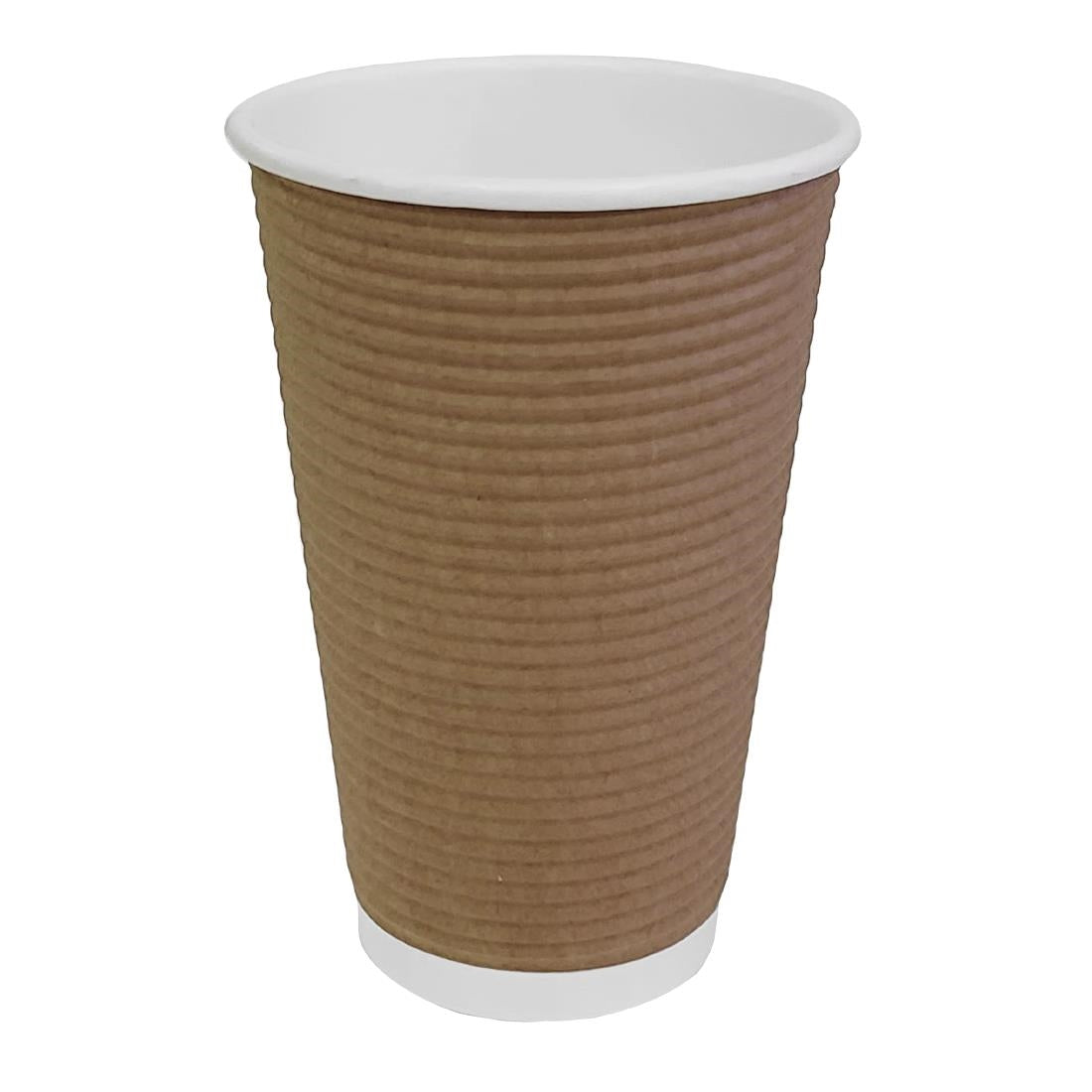 Fiesta Recyclable Coffee Cups Ripple Wall Kraft 455ml / 16oz (25 Pack)