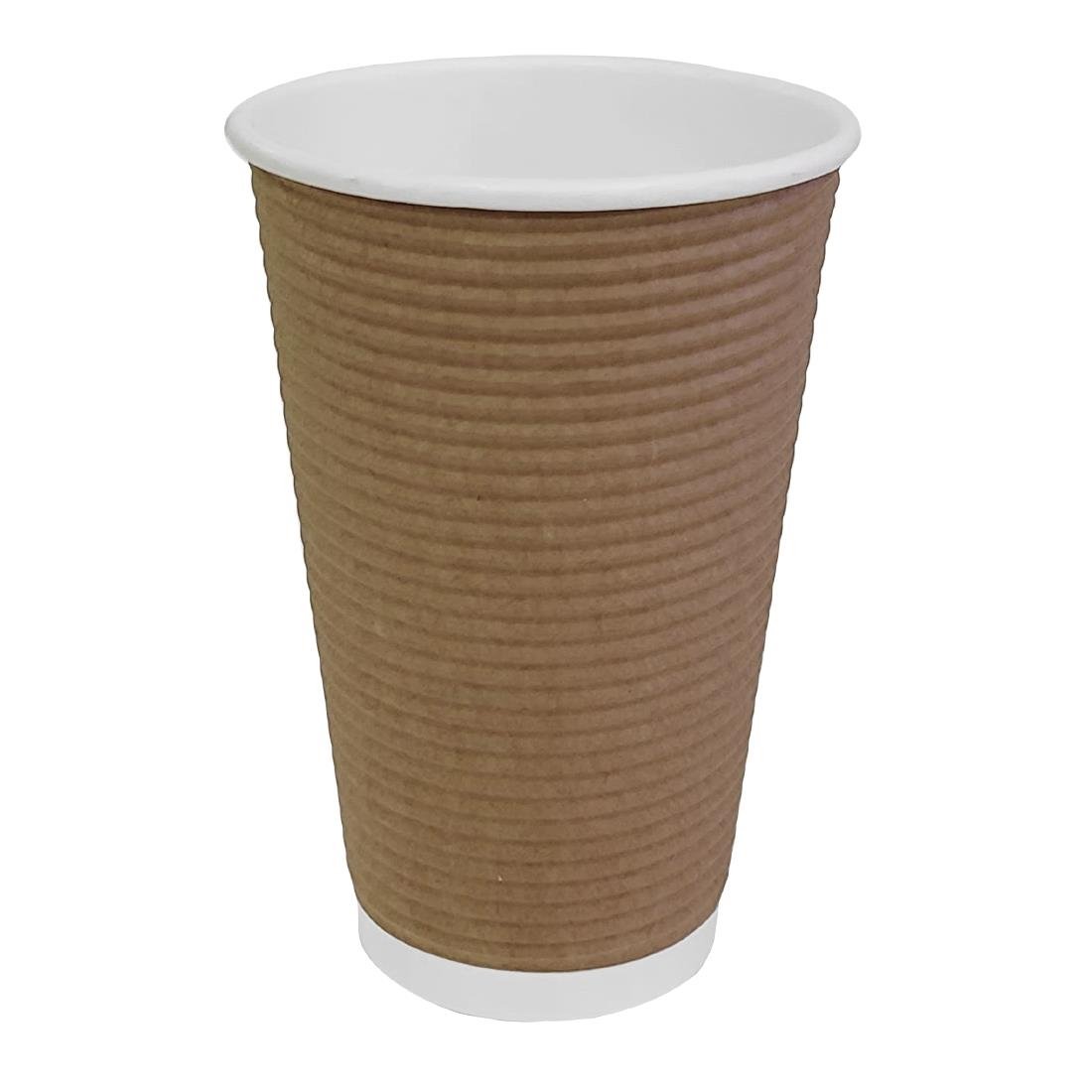 Fiesta Recyclable Coffee Cups Ripple Wall Kraft 455ml / 16oz (500 Pack)
