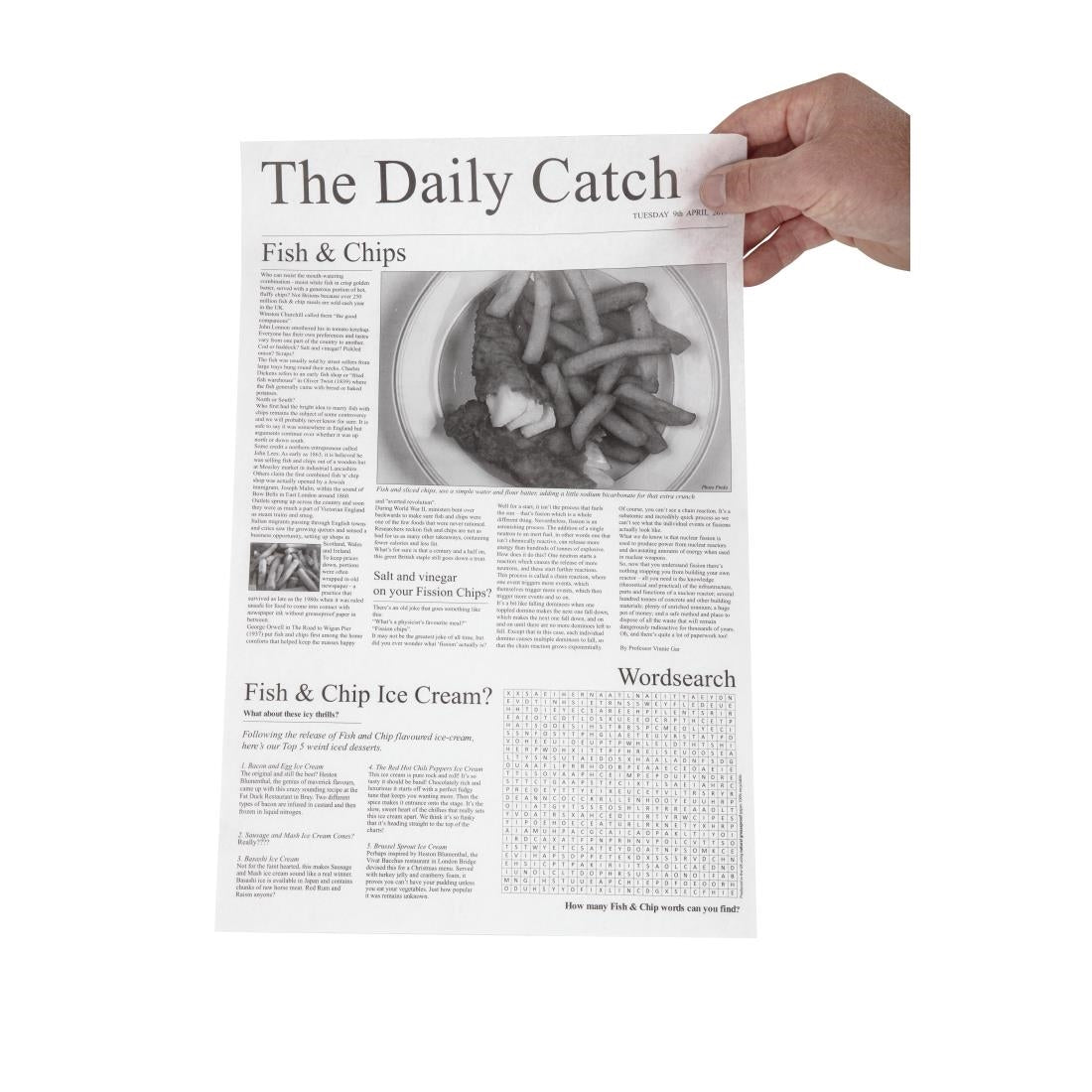 Greaseproof Paper Sheets Newspaper Print 270 x 420mm (500 pack)