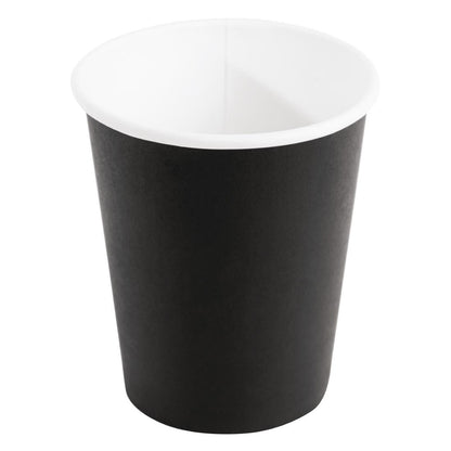 Fiesta Recyclable Coffee Cups Single Wall Black 225ml / 8oz (1000 Pack)