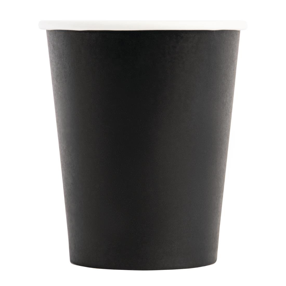 Fiesta Recyclable Coffee Cups Single Wall Black 225ml / 8oz (50 Pack)