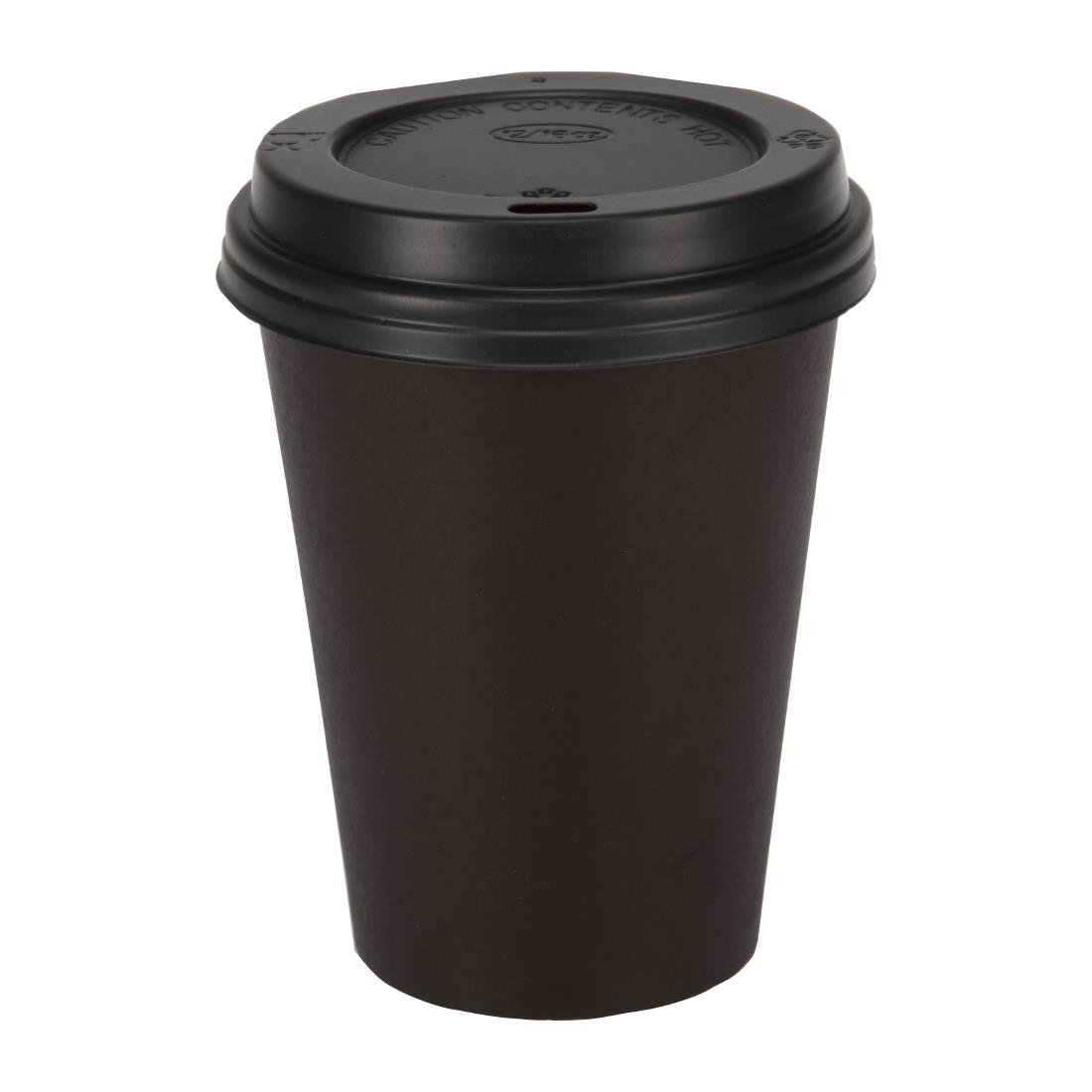 Fiesta Recyclable Coffee Cups Single Wall Black 340ml / 12oz (50 Pack)
