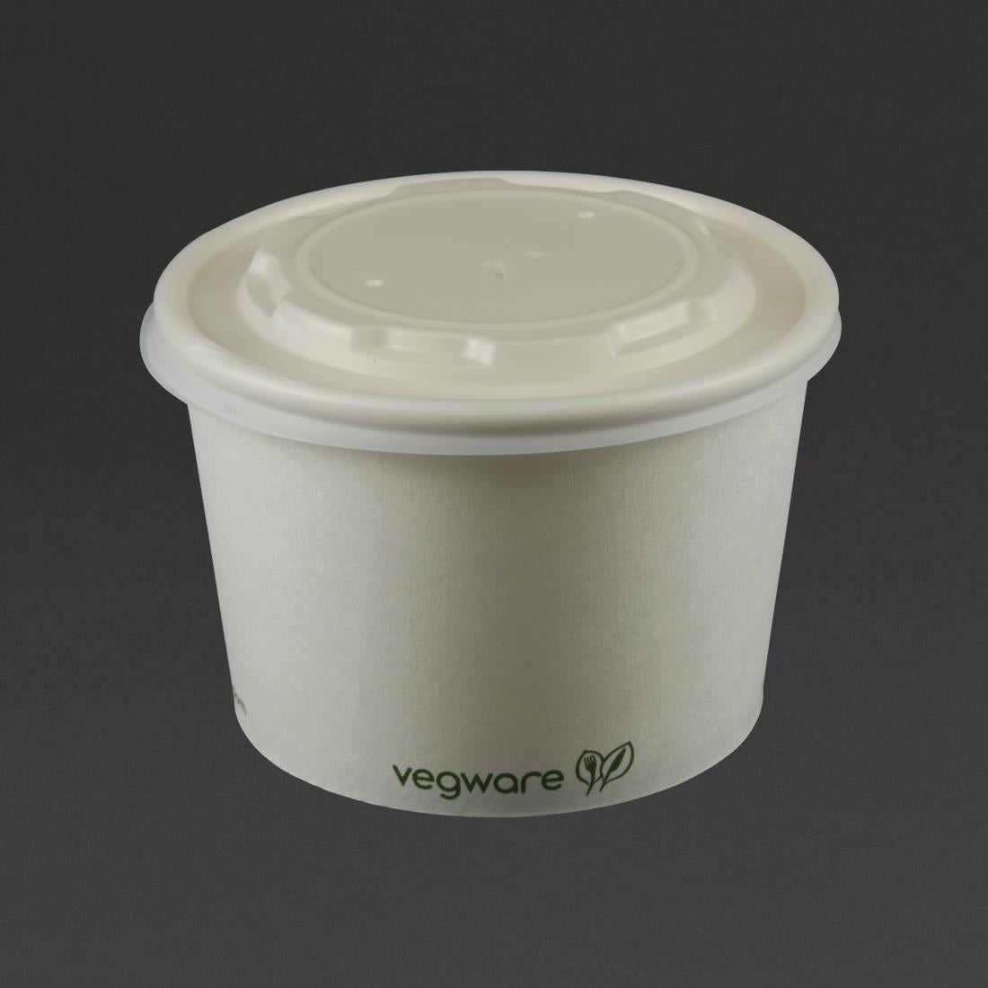 Vegware Compostable Hot Food Pot Flat Lids 350ml / 12oz and 455ml / 16oz (500 pack)