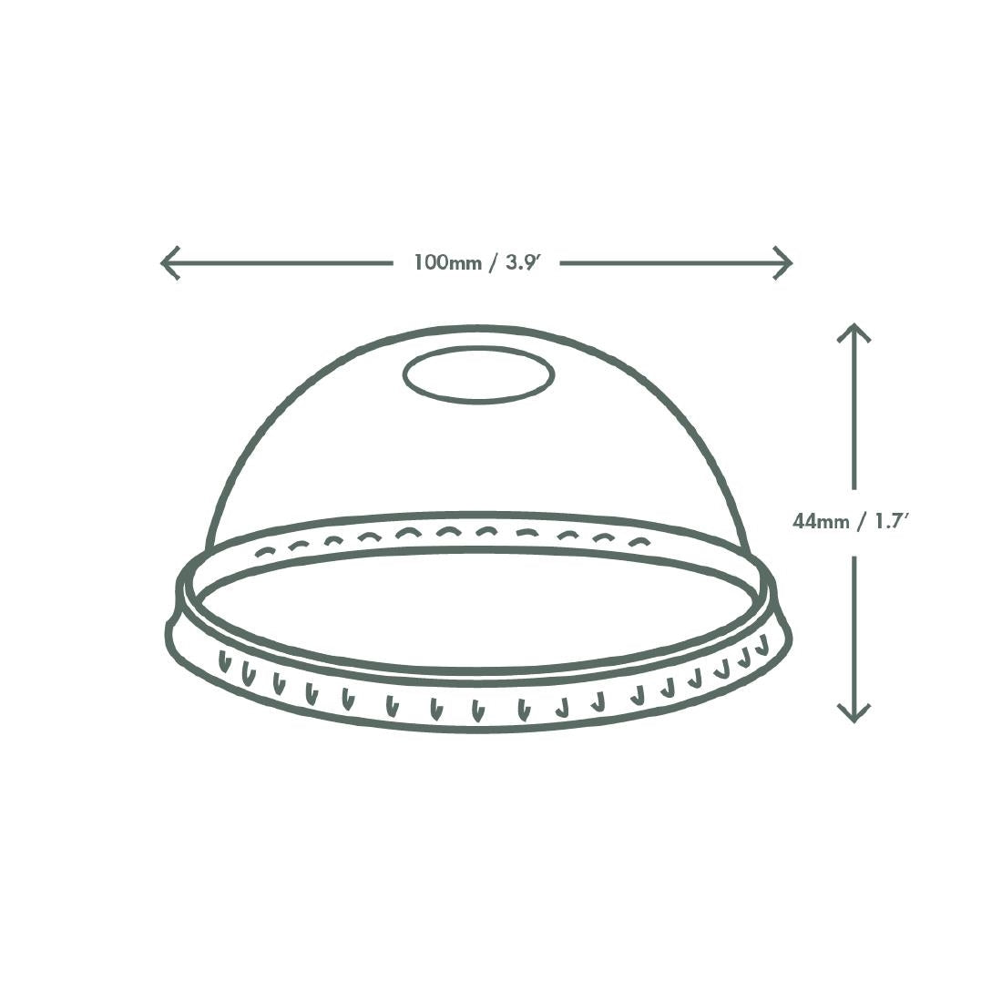 Vegware Compostable Cold Cup Domed Lids 340ml / 12oz and 455ml / 16oz (1000 pack)