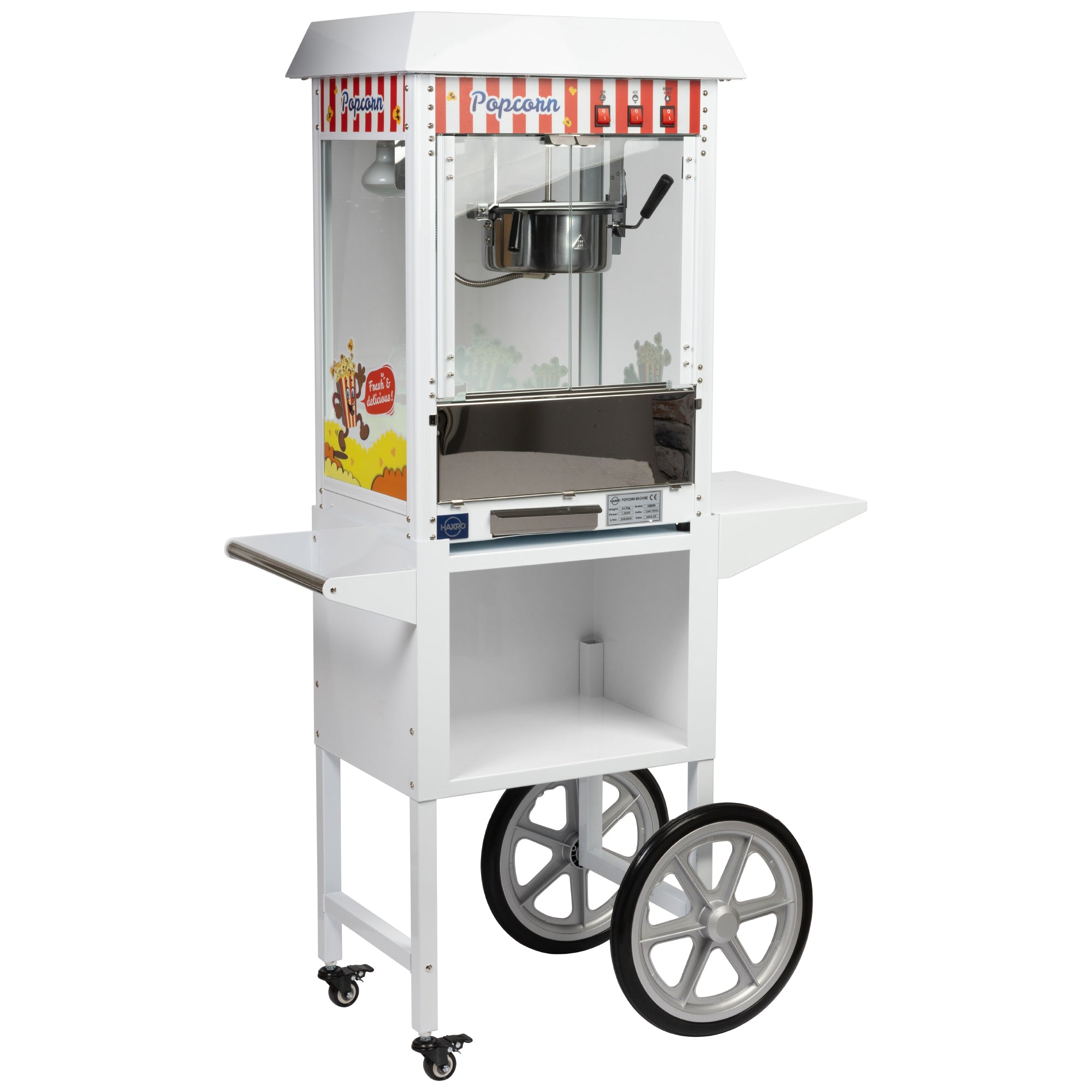 HAXRO Popcorn Machine & Cart 8oz - White