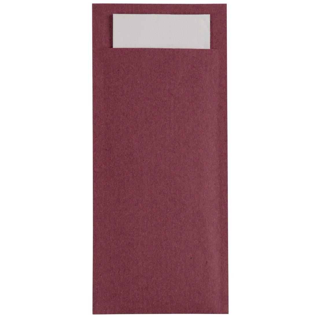Europochette Burgundy Cutlery Pouch with White Napkin (500 pack)