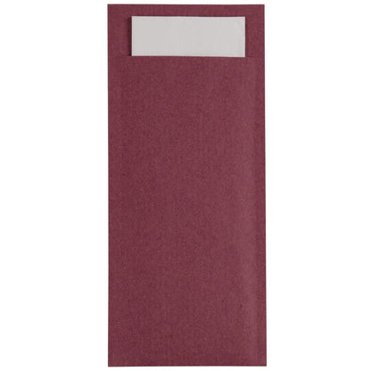 Europochette Burgundy Cutlery Pouch with White Napkin (500 pack)