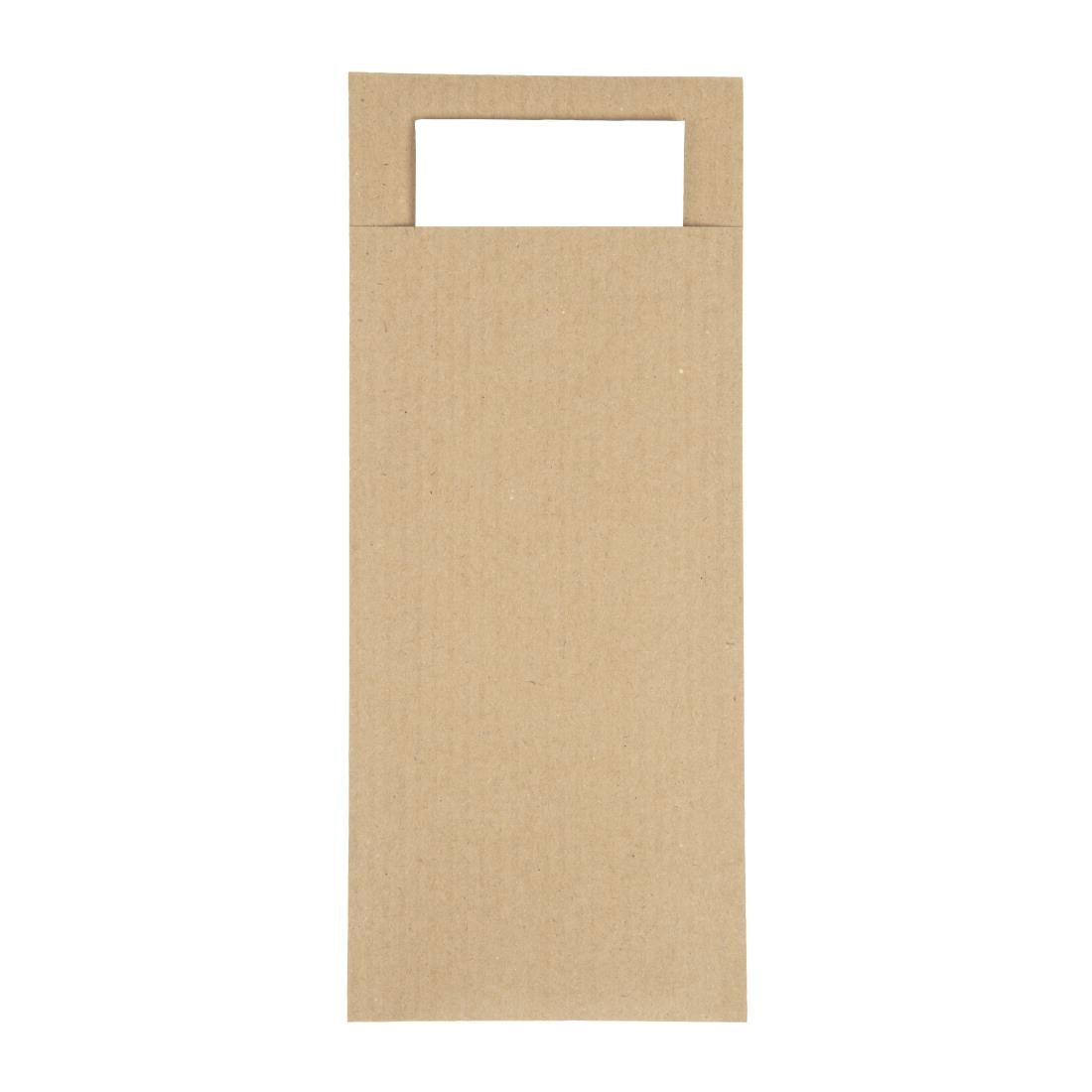Europochette Brown Cutlery Pouch with White Napkin (500 pack)