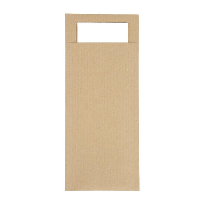 Europochette Brown Cutlery Pouch with White Napkin (500 pack)