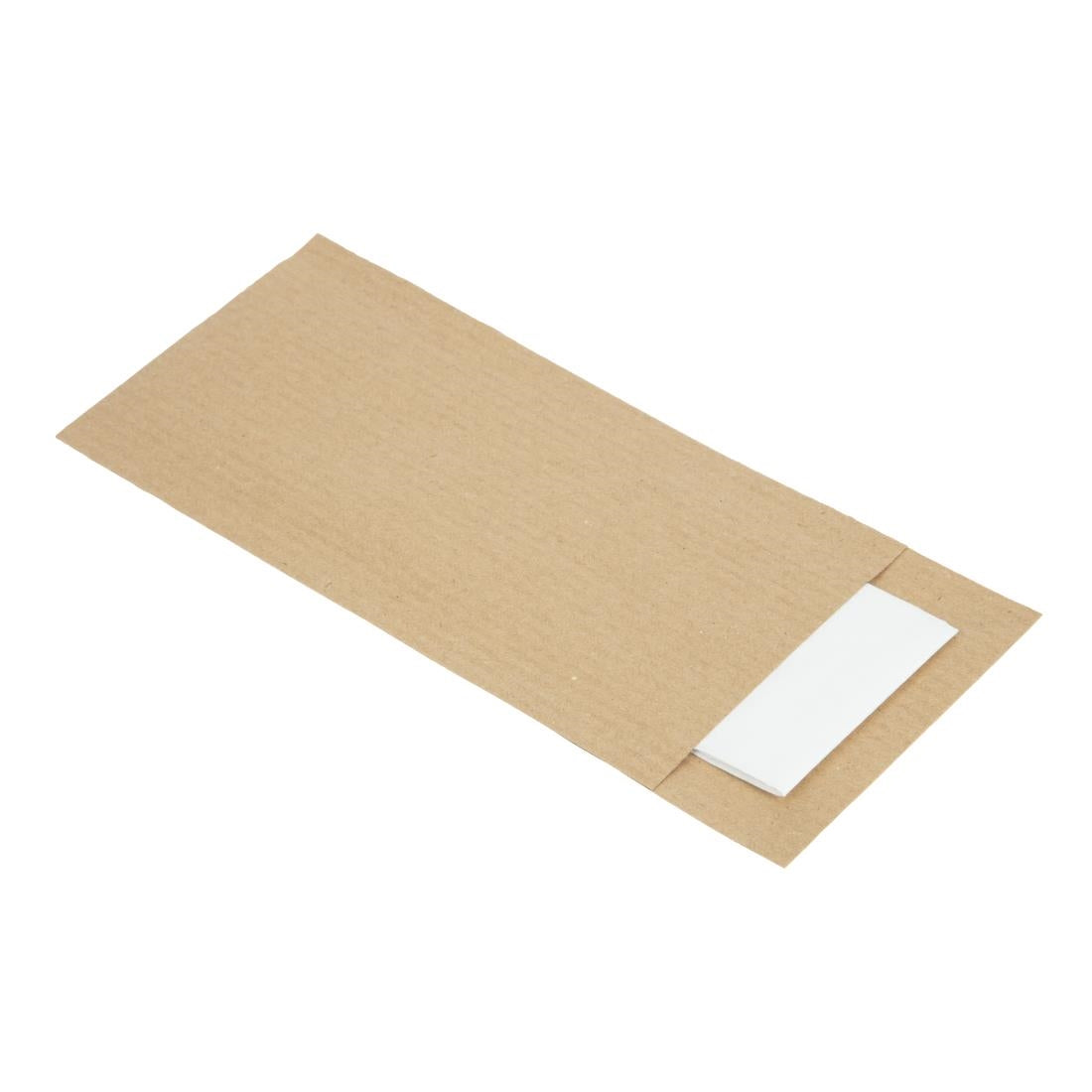 Europochette Brown Cutlery Pouch with White Napkin (500 pack)