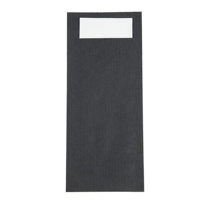 Europochette Black Cutlery Pouch with White Napkin (500 pack)