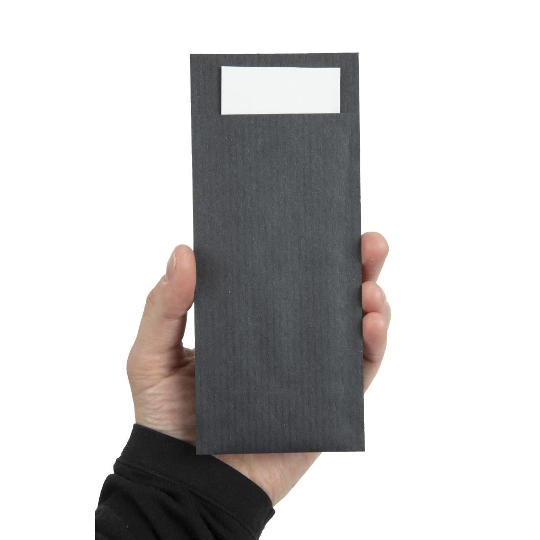 Europochette Black Cutlery Pouch with White Napkin (500 pack)