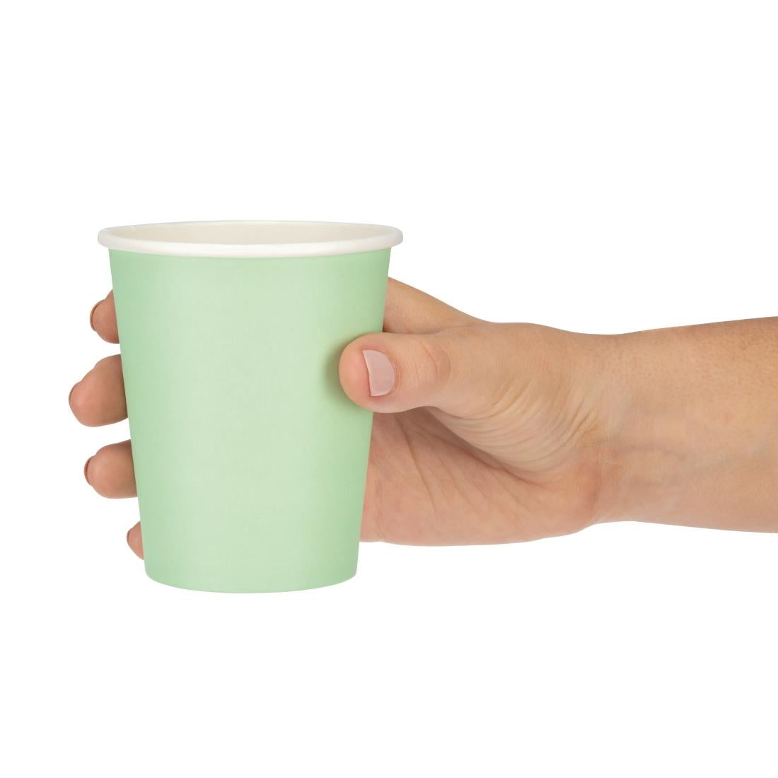 Fiesta Recyclable Coffee Cups Single Wall Turquoise 225ml / 8oz (1000 Pack)