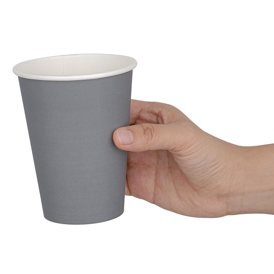 Fiesta Recyclable Coffee Cups Single Wall Charcoal 340ml / 12oz (1000 Pack)