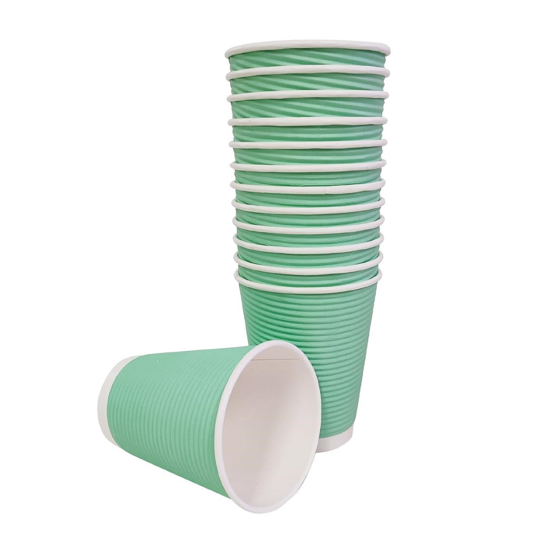 Fiesta Recyclable Coffee Cups Ripple Wall Turquoise 225ml / 8oz (500 Pack)