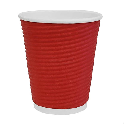 Fiesta Recyclable Coffee Cups Ripple Wall Red 225ml / 8oz (25 Pack)