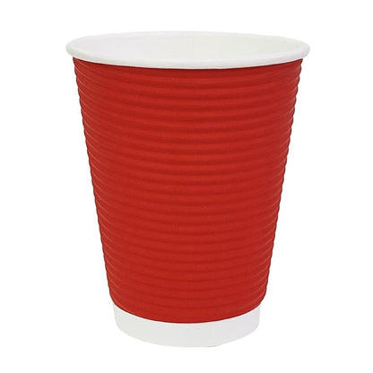 Fiesta Recyclable Coffee Cups Ripple Wall Red 340ml / 12oz (500 Pack)