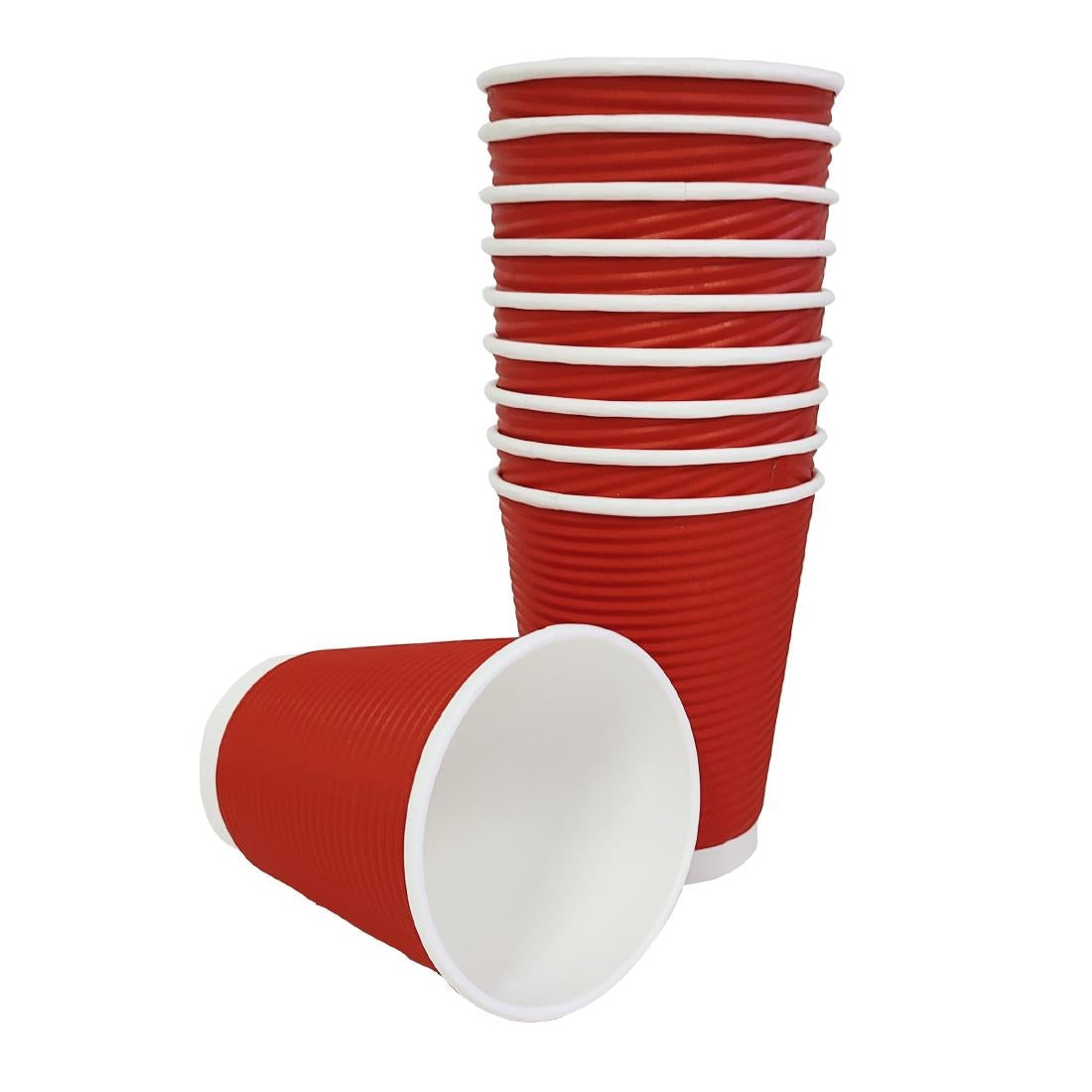 Fiesta Recyclable Coffee Cups Ripple Wall Red 340ml / 12oz (25 Pack)