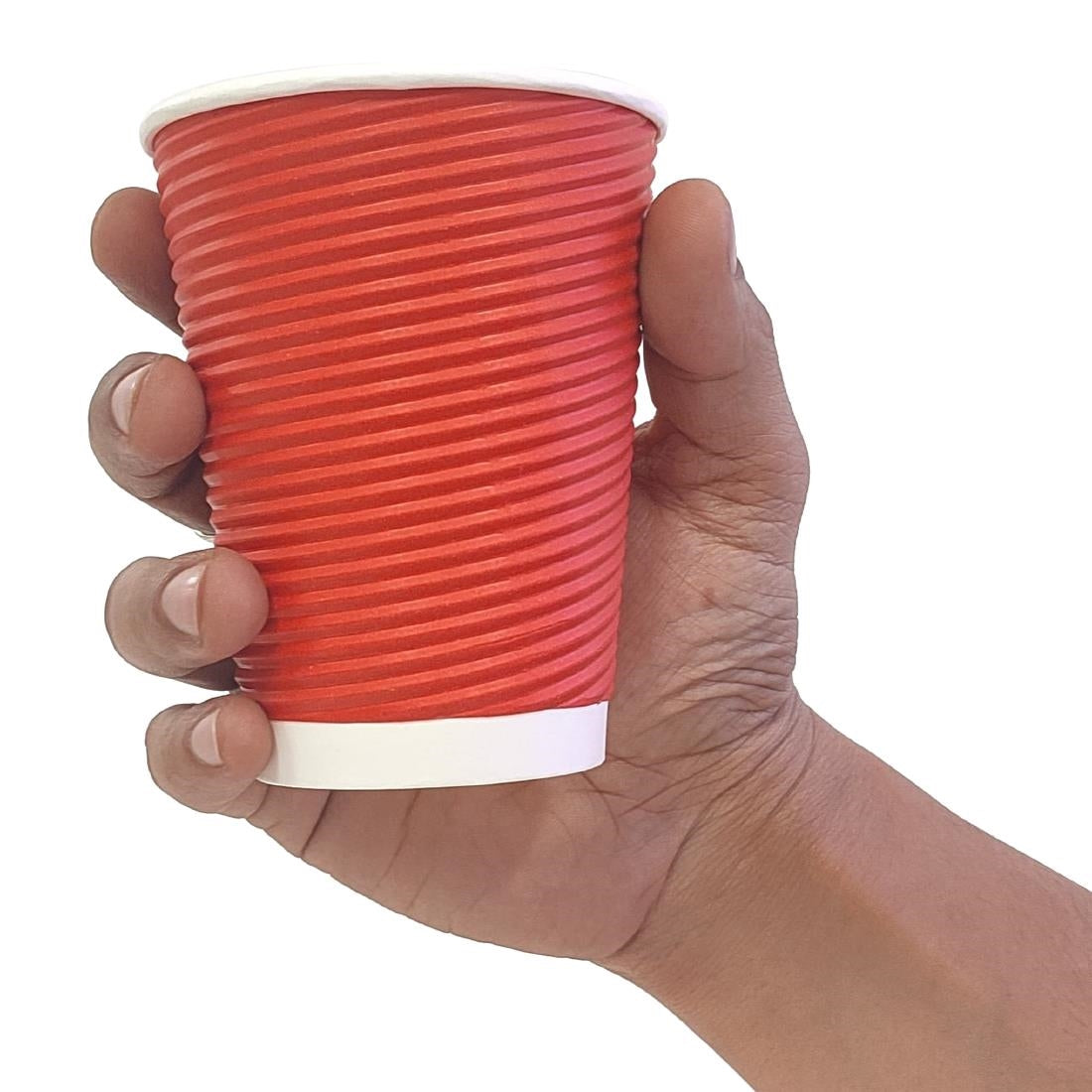 Fiesta Recyclable Coffee Cups Ripple Wall Red 340ml / 12oz (25 Pack)