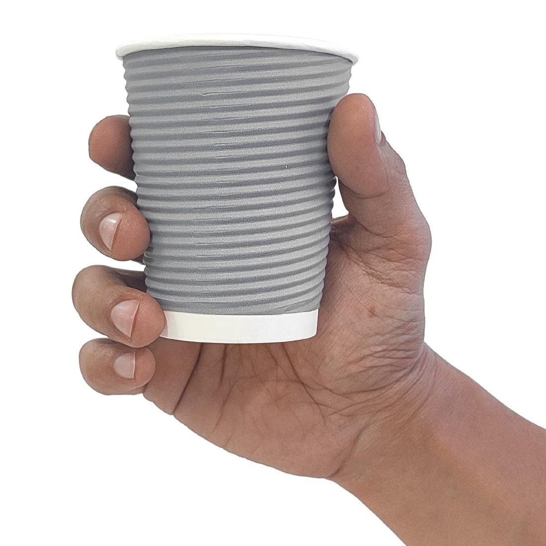 Fiesta Recyclable Coffee Cups Ripple Wall Charcoal 225ml / 8oz (500 Pack)