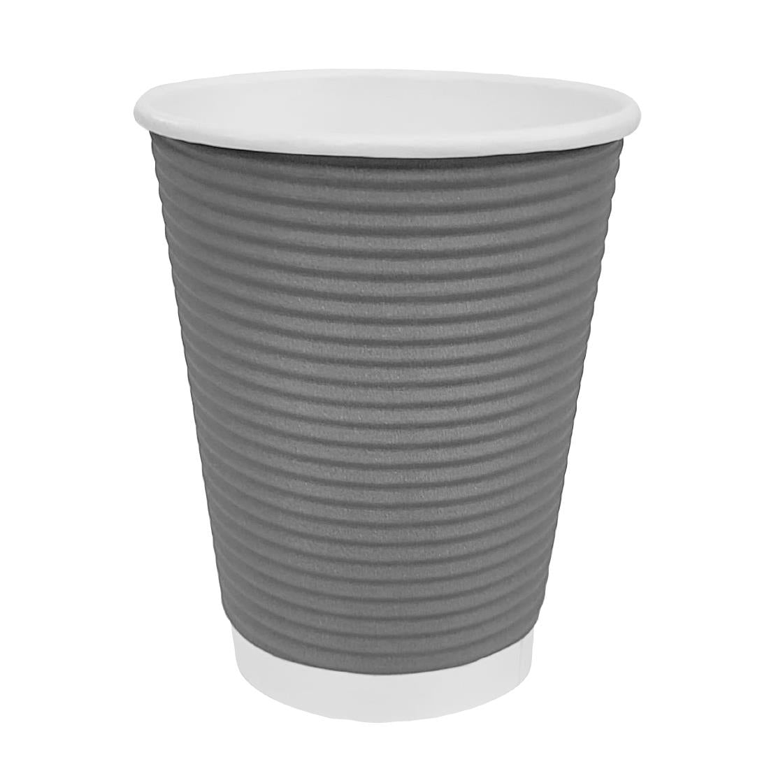 Fiesta Recyclable Coffee Cups Ripple Wall Charcoal 225ml / 8oz (25 Pack)