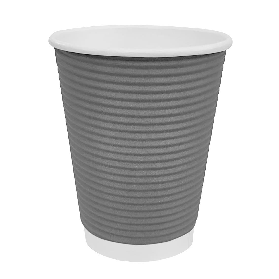Fiesta Recyclable Coffee Cups Ripple Wall Charcoal 225ml / 8oz (500 Pack)