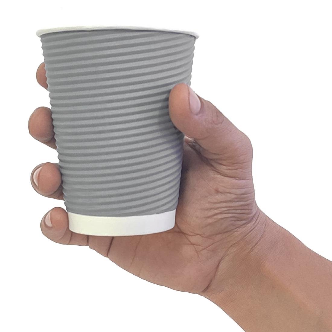 Fiesta Recyclable Coffee Cups Ripple Wall Charcoal 340ml / 12oz (25 Pack)