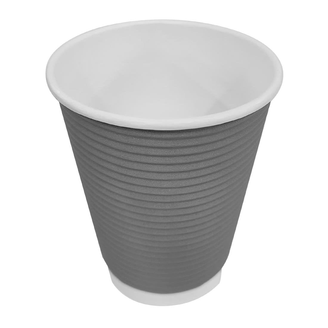 Fiesta Recyclable Coffee Cups Ripple Wall Charcoal 340ml / 12oz (25 Pack)