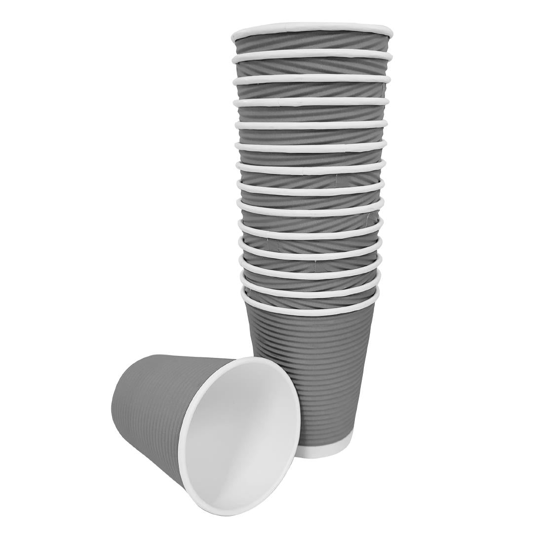 Fiesta Recyclable Coffee Cups Ripple Wall Charcoal 340ml (500 Pack)