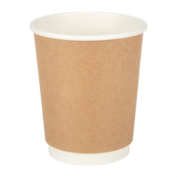 Fiesta Recyclable Coffee Cups Double Wall Kraft 225ml / 8oz (25 Pack)
