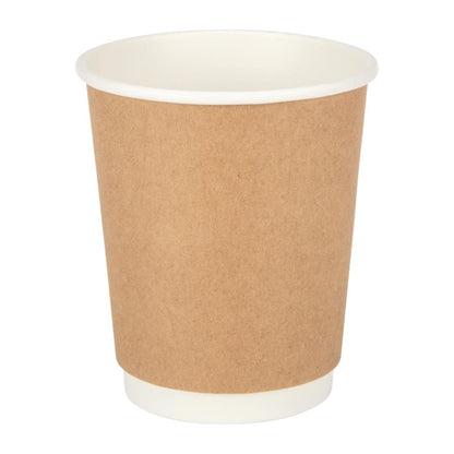 Fiesta Recyclable Coffee Cups Double Wall Kraft 225ml / 8oz (25 Pack)