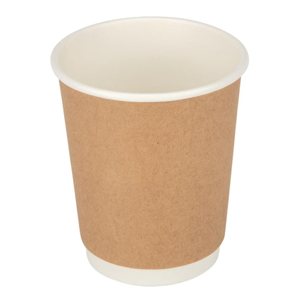 Fiesta Recyclable Coffee Cups Double Wall Kraft 225ml / 8oz (500 Pack)