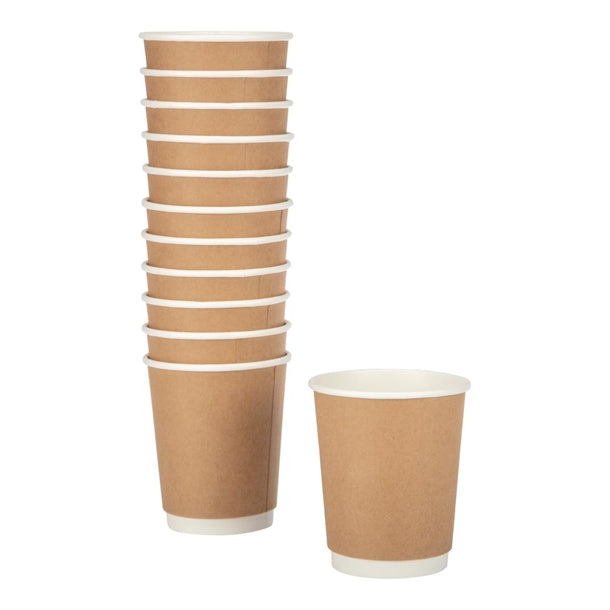 Fiesta Recyclable Coffee Cups Double Wall Kraft 225ml / 8oz (25 Pack)