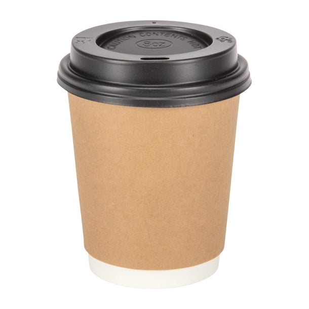 Fiesta Recyclable Coffee Cups Double Wall Kraft 225ml / 8oz (25 Pack)